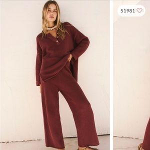 Free People Hailee sweater set size extra small. Color: dusty cocoa
